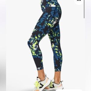 Sweaty Betty power workout leggings-black/blue/fluorescent yellow-size small